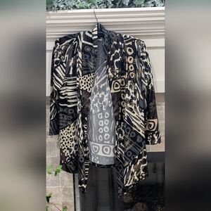 Peter Nygard Animal Print Cardigan with Gold Accents